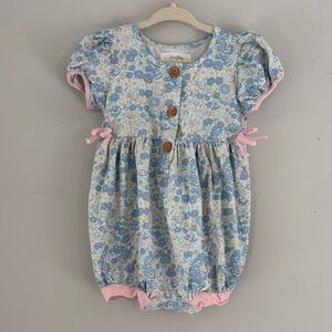 SweetHoney Blue Floral Bubble Romper